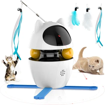 Igračke za mačke 4 u 1, električni Interaktivne igračke za prostor s loptom i olovka, auto laser igračka za vježbe u potrazi, punjiva preko USB-a