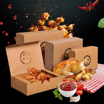 Individualni proizvod Obična Četvrtasta Kutija za pakiranje kraft-burgeri, Sendvič-hrana, Kutija za pržena piletina na takeaway