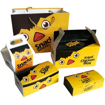 Individualni proizvod Tvornice Kontejner za obrok Izvadite Papir kutiju za fast food Prilagodite Bijele Kartonske kutije za pržene piletine