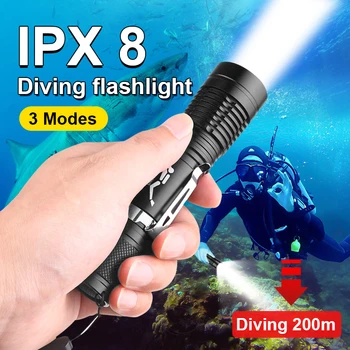 IPX8 Vodootporan Moćna led svjetiljka za ronjenje, prijenosni 100-metarski svjetiljka za ronjenje, Lampa za ronjenje, podvodna lampa za ribolov, lov