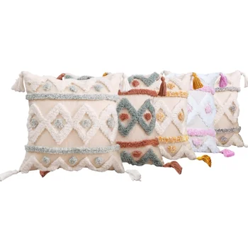 Jastučnicu s хохолком u Boho stilu 45x45 cm Ukrasne jastučnice od pamuka i lana za kauč, dnevni boravak, jastučnica s хохолком, kućni dekor