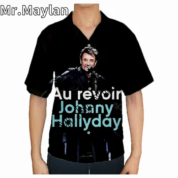 Johnny Hallyday Rock Shirt 3D Godišnje Havajski shirt Muška Košulja Kratkih rukava Muške Košulje 2023 Оверсайз 5XL Košulja Chemise Homme-011