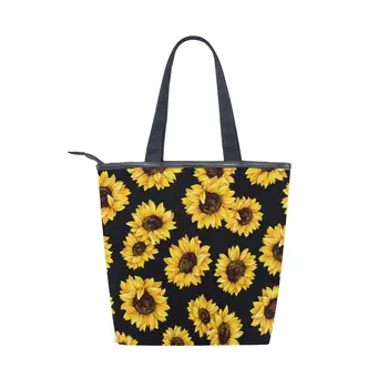 Klasični холщовые torbe ALAZA, ženska torba-тоут s po cijeloj površini suncokreta, ženske torbe-шопперы s cvjetnim uzorkom za žene, torba s gornjom ručkom