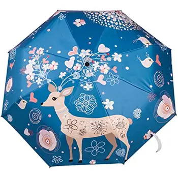 Krema za kišobran slatka jelena, kompaktan sklopivi prometni kišobran za djecu, automatski se otvara i zatvara za zaštitu od kiše i vjetra