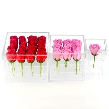 Kutija s ružama na Valentinovo, Prozirni akril kutija-organizator za šminkanje, косметичка, kutija sa ružama s poklopcem, Akril kutija za skladištenje