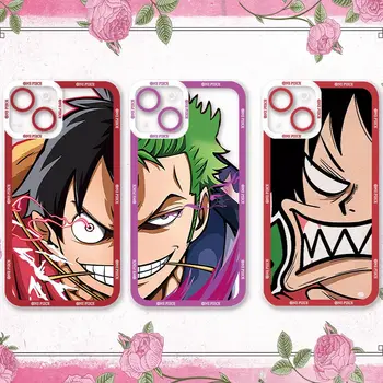 L-Luffy Zoro O-One Piece Anime Torbica Za Telefon iPhone 15 14 12 13 11 Pro Max Mini X XS XR 8 7 6 6S Plus Mekana Silikonska Torbica Funda