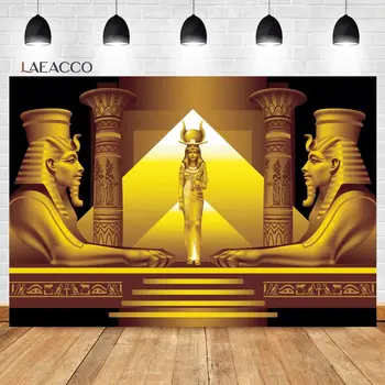 Laeacco Drevni zlatni egipatski faraon Sfinge Kameni kip Pozadina za fotografiju pucati Djecu prilagođene pozadine za portretne fotografije