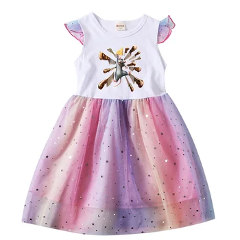 Ljetne dječje haljine Ratatouille iz crtića Disney za djevojčice, moderan haljinu princeza kratkih rukava, mrežaste haljine za maturalnu večer, dječja haljina