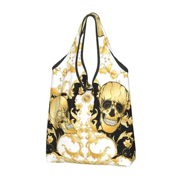 Luksuzan shopping bag u baroknom stilu sa po cijeloj površini kawai i lubanjom, prijenosna torba za kupovinu preko ramena u stilu europske sile