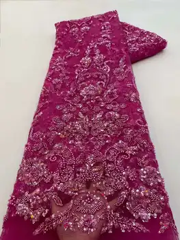Luksuzna Afrička cvjetne čipke tkanina sa šljokicama, vezene perle 2023, Izvanredni Francuski vez, Mladoženja, Нигерийская vjenčanje, Vjenčanje šivanje