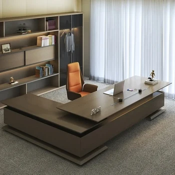 Luksuzni uredski stol Od drveta, Executive računalo, L-Oblika radni stol, Radni stolovi, ladice, Pribora za igre Scrivania