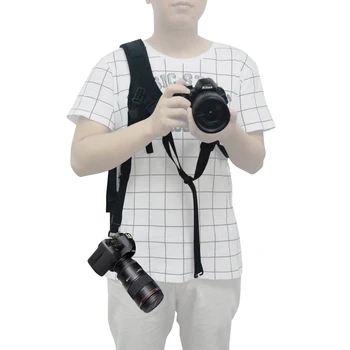 Mcoplus Novi Dvostruki Remen s Dvije Kamere Na Jedno Rame Neck Strap Crna Podesiva za Canon Nikon Sony Fujifilm 2 Kamere