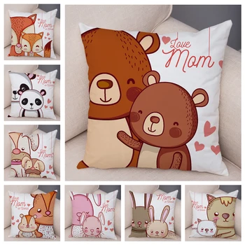 Mekani plišani jastuk za mamu i dijete s crtani životinjama za dječju sobu, kućnog tekstila, pas, mačka, zec, lisica, jastučnica, jastučnica 45x45