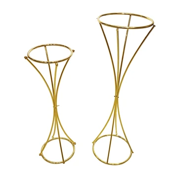 Metalni stalak za svadbene zurke presvučena premazom od zlata, stalak za cvijeće od perja, središnji dio stola AB0724