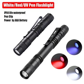 Mini Prijenosni led pen-svjetiljka Bijele / crvene / uv svjetlo, džepnu svjetiljku s kopčom za stomatološke sestre, napajanje iz baterije AAA