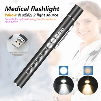 Mini svjetiljka za medicinske sestre, USB-punjiva medicinska Udobna ručka, led lampa-svjetiljka s kopčom od nehrđajućeg čelika, Džepni led svjetiljka