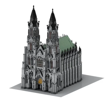 MOC Köln su dvorac Arhitektonski građevinski blok Pogled na ulicu Srednjovjekovna crkva je Gorostasan dvorac Model Igračke za djecu Poklon