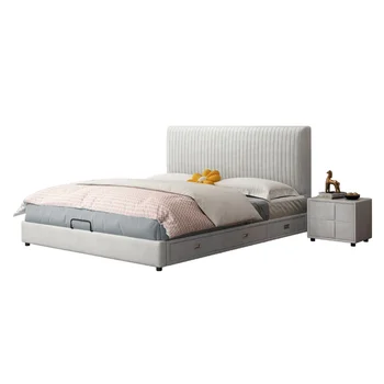 Moderne meke okviri za krevete, Skup namještaj za sobe, Luksuzna Jedinstvena Drveni krevet King i Queen Size kreveta s tekstilni profilima i okvirom