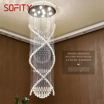 Moderni kristalnu viseći svijećnjak SOFITY, kreativno luksuzna led luster za dom, dnevni boravak, vile, stepenice