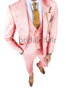 Muško odijelo Bridalaffair однобортный pink приталенный Komplet od 3 predmeta, službeni smoking za muškarce, odijelo Homme 2023
