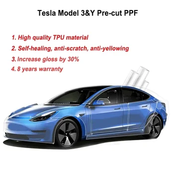Naljepnica zaštitne folije od TPU za karoserije automobila ZHUAIYA, Самовосстанавливающийся PPF 8mil za Tesla Model 3 Y S X 2016-2023 godina.