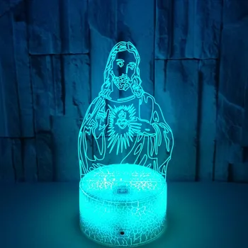 Nighdn 3D Iluzija Isusa noćno svjetlo Žarulja je Osjetljiv na dodir 7 Boja Mijenja USB stolna Lampa Kreativni Dar Dekoracije Za Dom I Spavaće sobe