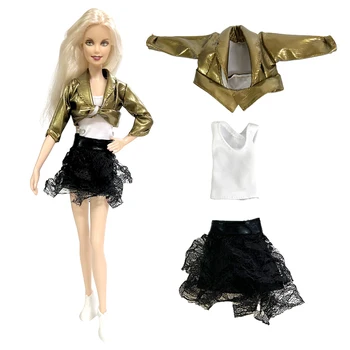 NK 3 Predmet/Kit, Moderna Haljina Za Lutke 1/6 BJD, Funky jakna, Top + Crna Suknja, Modernu Odjeću za Barbie Lutke Pribor, Igračke