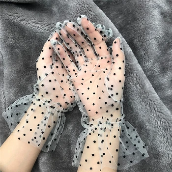 Nova 1 par jesensko-godišnje ženske kratke тюлевых elastične rukavice Grace s čipkastim umecima u obliku lišća lotosa, fleksibilne škare, pribor za puna prstiju