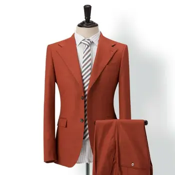 Novi dolazak 2020 Narančasta muška odijela od 2 predmeta (jakna + hlače) Tuxedos Poslovne muško odijelo za mladoženju na vjenčanju i diplomski na red