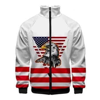 Novi SAD, 3D jakna s uzorkom američke zastave, muška ženska jakna u stilu харадзюку u stilu hip-hop, kaput je u novom stilu, casual majica na munje s rol-bar, jakna