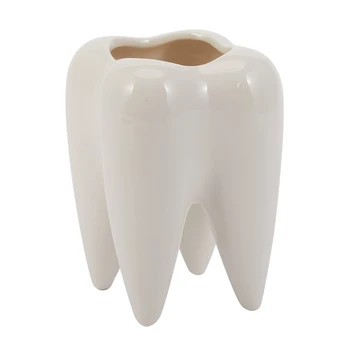 Oblik zuba Bijeli Keramički lončanica Moderan dizajn Sadilica Model zuba Mini Stolni lonac Kreativni dar (bez biljaka)