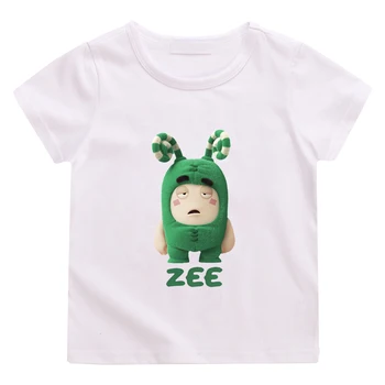 Oddbods ZEE Green Slatka majica 100% pamuk Visoke kvalitete, casual majica Kawaii Za dječaci /djevojčice, Dječje majice, Ljetne Majice s okruglog izreza
