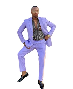 Odijelo Homme Svijetlo Ljubičasta Muška Odijela od 2 dijela Plaže Mladoženje Vjenčanje Tuxedos Za Muškarce Slim Fit Formalno Odijelo Za Maturalnu Večer (Jakna + hlače)