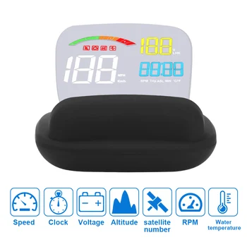 Ogledalo Roditelja zaslon Automatski Detektor C800 OBD2 + HPD GPS Brzinomjer Projektor alarm Temperatura vode O/min Napon