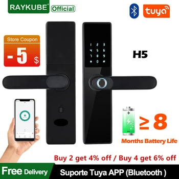 Pametan vrata dvorac RAYKUBE H5 s биометрическим otisak prsta kroz program Tuya Bluetooth Remote Unlock / Ključ / Passwd / IC-card / Otključavanje otisak prsta