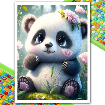 Panda Dječje Diamond slikarstvo Životinja 5D Uradi SAM Cijeli Trg Diamond Vez Panda Mozaik Rhinestones Slika Ukras kuće Poklon