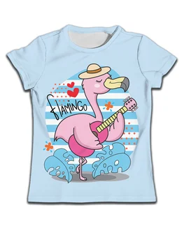 Plava dječje nogometna majica, majice na rođendan za djecu, top sa slikom flamingo s uzorkom za djevojčice, dječje odjeće za dječake odjeća za djevojčice