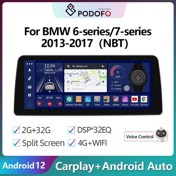 Podofo 12,3-inčni Auto-radio, Media player za BMW 6/7-serije 2013-2017 Za sustav NBT Carplay Auto Stereo 4G WIFI DSP