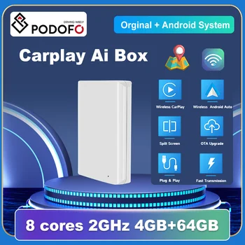 Podofo Carplay Ai Box Android 13 Bežični Android Auto CarPlay 4 GB + 64 GB za svestran automobil sa OEM CarPlay