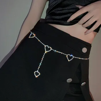 Pojasevi-lanca sa metalnim srca za žene zone-lanac za haljine, pasovima lanac sa štrasom, lanac za trbuh