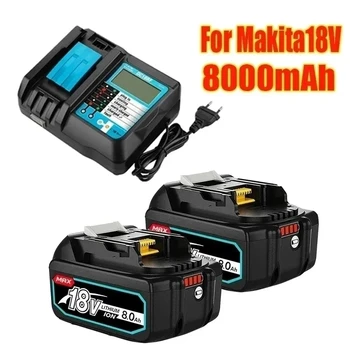 Pravi držaca za punjenje BL1860 baterija baterija baterija baterija Baterija 18V 8000mAh Li-ion za Makita Baterija 18v 8Ah BL1850 BL1880 BL1860B LXT400