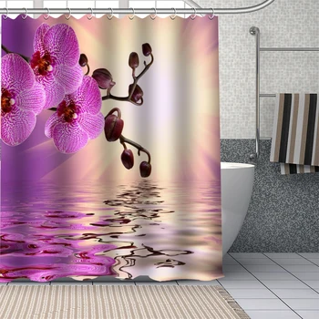 Prekrasne zavjese za tuširanje od orhideje, tkanine za zavjese za kadu, моющийся poliester, kupaonica, kućni modni art dekor s kukicama
