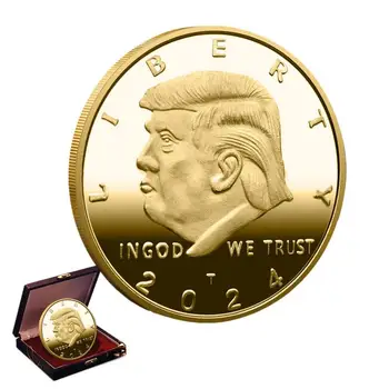 Prigodni Novčić Predsjednika Trump 2024 godine Freedom Eagle Dizajn Zlatno Srebrno-Crna Pozadina SAD Opet Odličan Suvenir