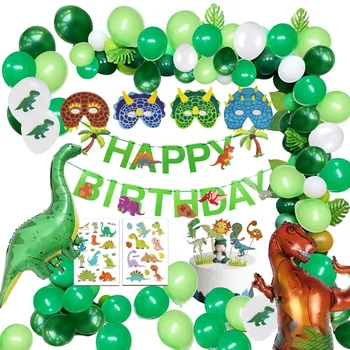 Proslava prvog rođendana dječaka u balonu, skup lukova na dan rođenja dinosaura, banner s balonom, гирлянда od balona dinosaura