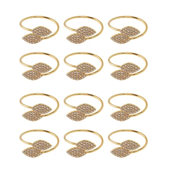 Prsten za salvete, 36 kom., metalni prstenovi za salvete, držač za ukrašavanje stola na svadbeni party (ravno zlato)