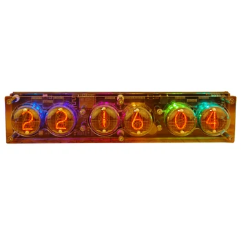 RGB 6-znamenkasti IN-4 Nixie Glow Tube Clock IN4 s led pozadinskim osvjetljenjem, WIFI Automatska kalibracija Vremena Type C 5V sa daljinskim upravljačem