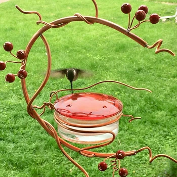 Rotirajući ulagač za ptice U dvorištu, Metalne, crvene Bobice, ne-automatski aparat za hranjenje ptica