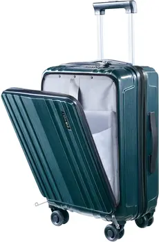 Ručnu prtljagu 21 inč Prednji džep za laptop 15,6 inča Jednostavan ABS + PC S Dvostrukim kontrolama TSA Lock Spinner Bešumni kotača Zelena