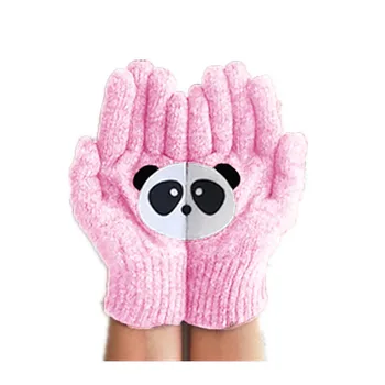 Ružičaste Rukavice s Slatka Panda, Ženske Jesensko-Zimske Ulične Tople Pletene rukavice za ruke s punim prstima za djevojčice, Japanski Rukavice Guantes
