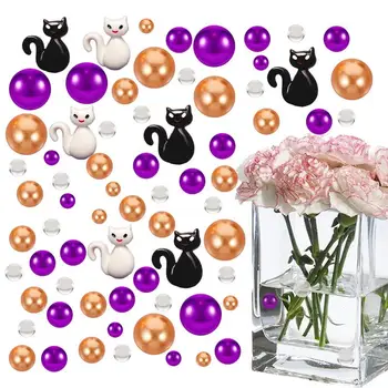 Sadržaj Vaze na Halloween, Punjenje Cvjetni lonac, biseri, Crno-bijela Mačka, Ukrasne svijeće, Punila, perle, Odmor potrepštine, Cvijeće.